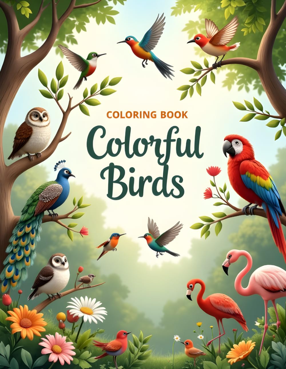 Colorful Birds – Coloring Book: Beautiful and Relaxing Bird Coloring Pages for Kids, Teens, and Adults | Parrots, Peacocks, Owls, and More
