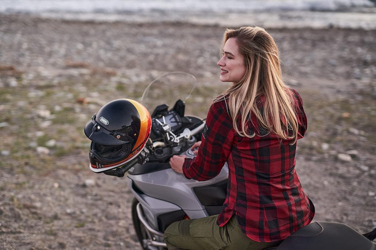 SHIMA Renegade 2 Motorbike Shirt for Women AirForce Back Protector Armour Riding Motorcycle Jacket Stretch Bikers Ventilated Lightweight Armoured Bike Textile Motorcycles (Womens, Red, L)