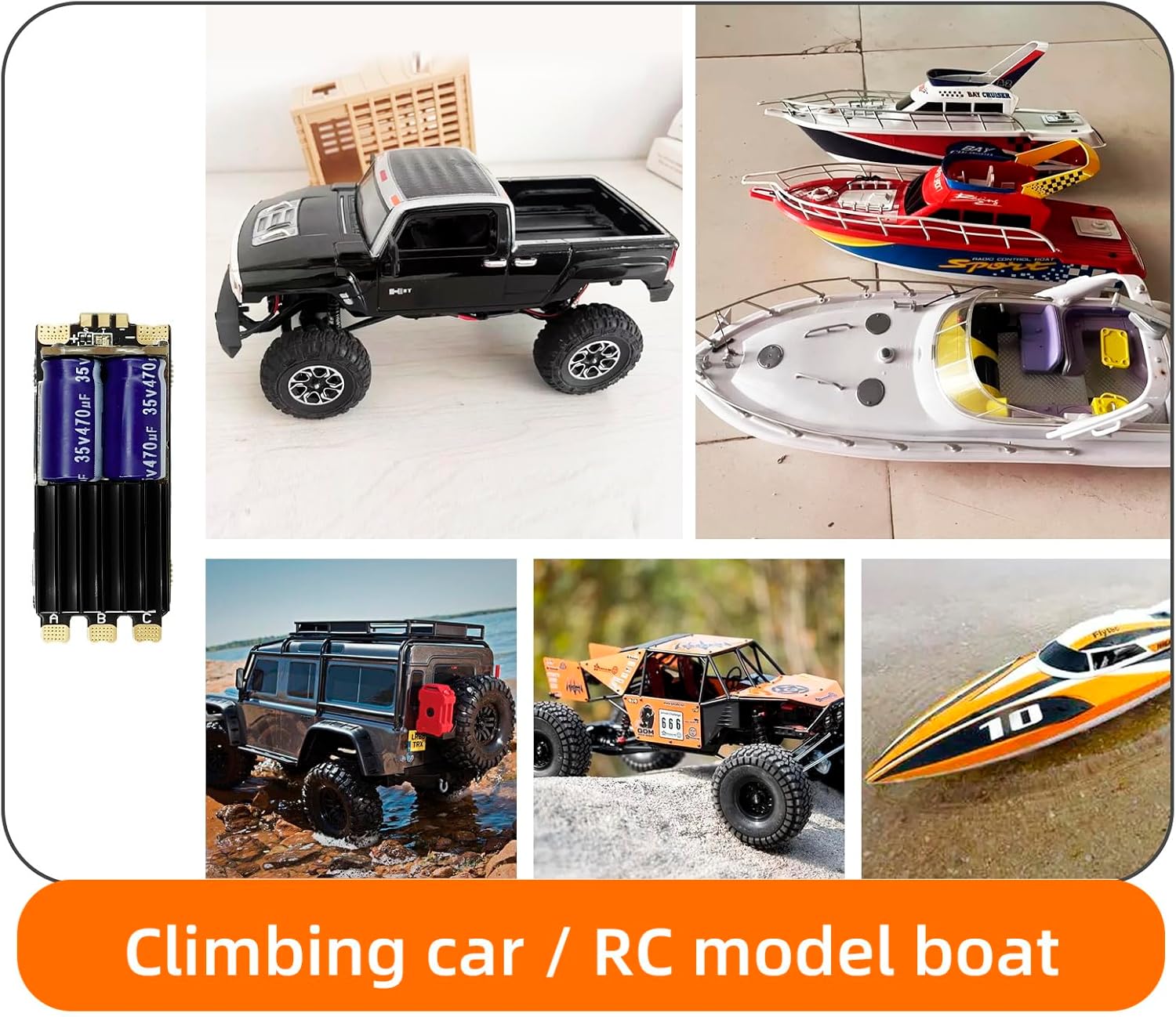 SEQURE 120A Brushless ESC 2-8S Electric Speed Controller 12V 10A BEC with XT60 & 4.0mm Bullet Plug for RC Crawler Car, Climbing Car, RC Model Ships - Escape32