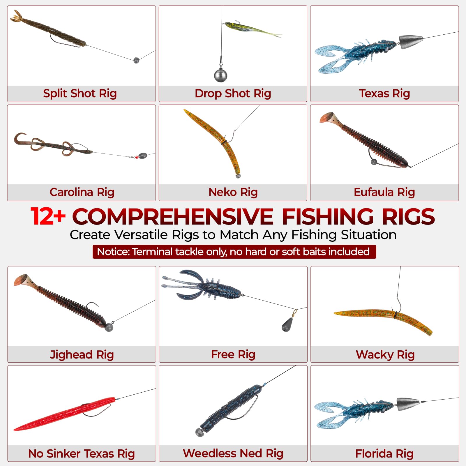 MadBite KastKing - Kit di attrezzatura per terminali d'acqua dolce, 265 pezzi, approvato da esperti di pesca, costruisci 12+ rig, kit di accessori per ami da pesca, attrezzi da pesca, pesi e platine