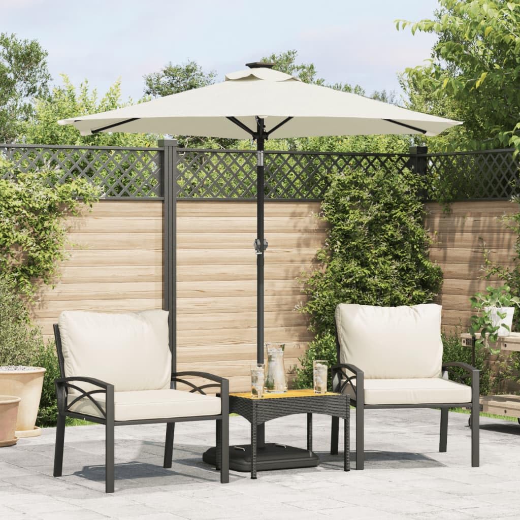 Homgoday Parasol przeciwsłoneczny ze stalowym masztem, parasol ogrodowy, na plażę, z korbą, ochrona przed promieniowaniem UV, uchylny, na taras, balkon, biały, 225 x 225 x 212 cm