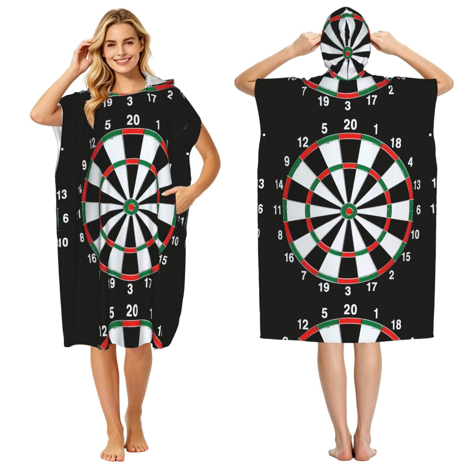 Poadnly Target Dart, Adult Hooded Beach Towel 90 x 110 cm,Changing Bath Robe, Surf Poncho Towel For Women Men
