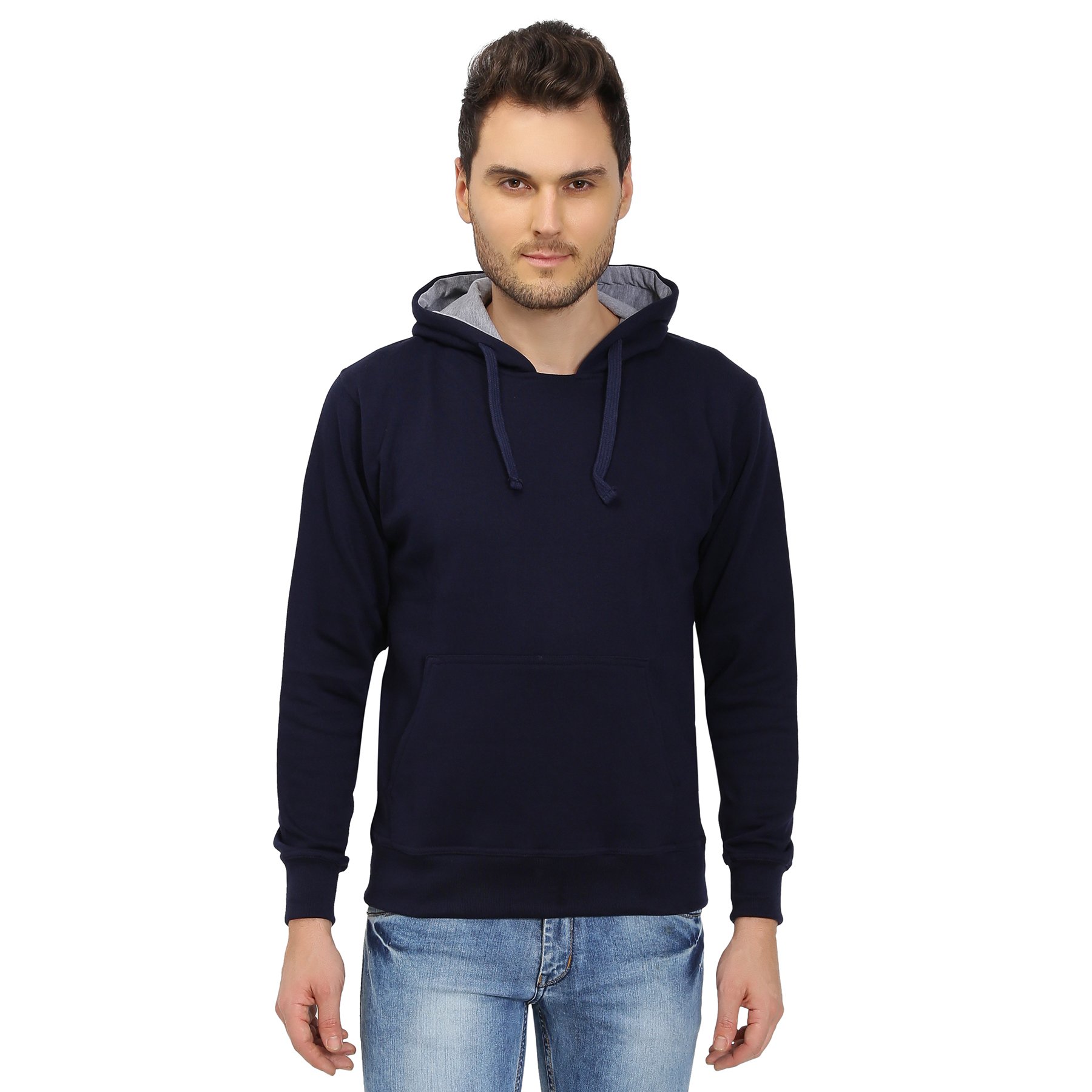 The Cotton CompanyFleece Hoodie Pullover for Men (Navy Blue)