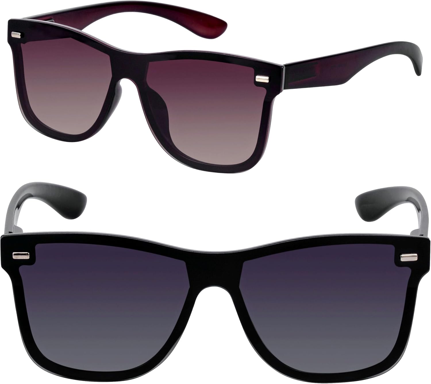 Mass Vision 2 Pair of 'The Omni' Lightweight Polarized Sunglasses for Men and Women, UV400 Gradient Lenses & Spring Hinges