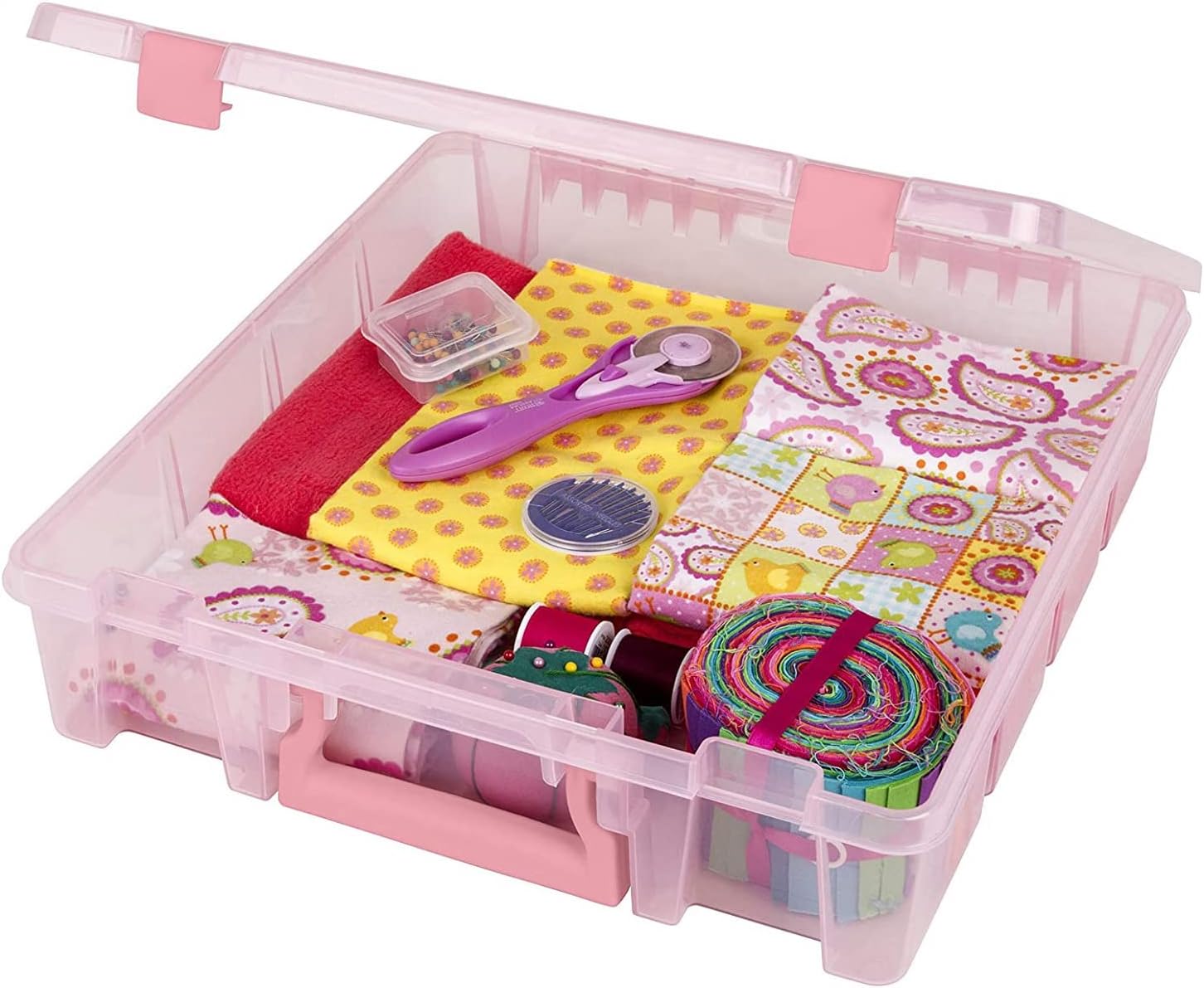 ArtBin 6955RK Super Satchel 1-Compartment Box, Art & Craft Organizer, 1-Pack, Translucent Blush Blush 1 Pack Open Core