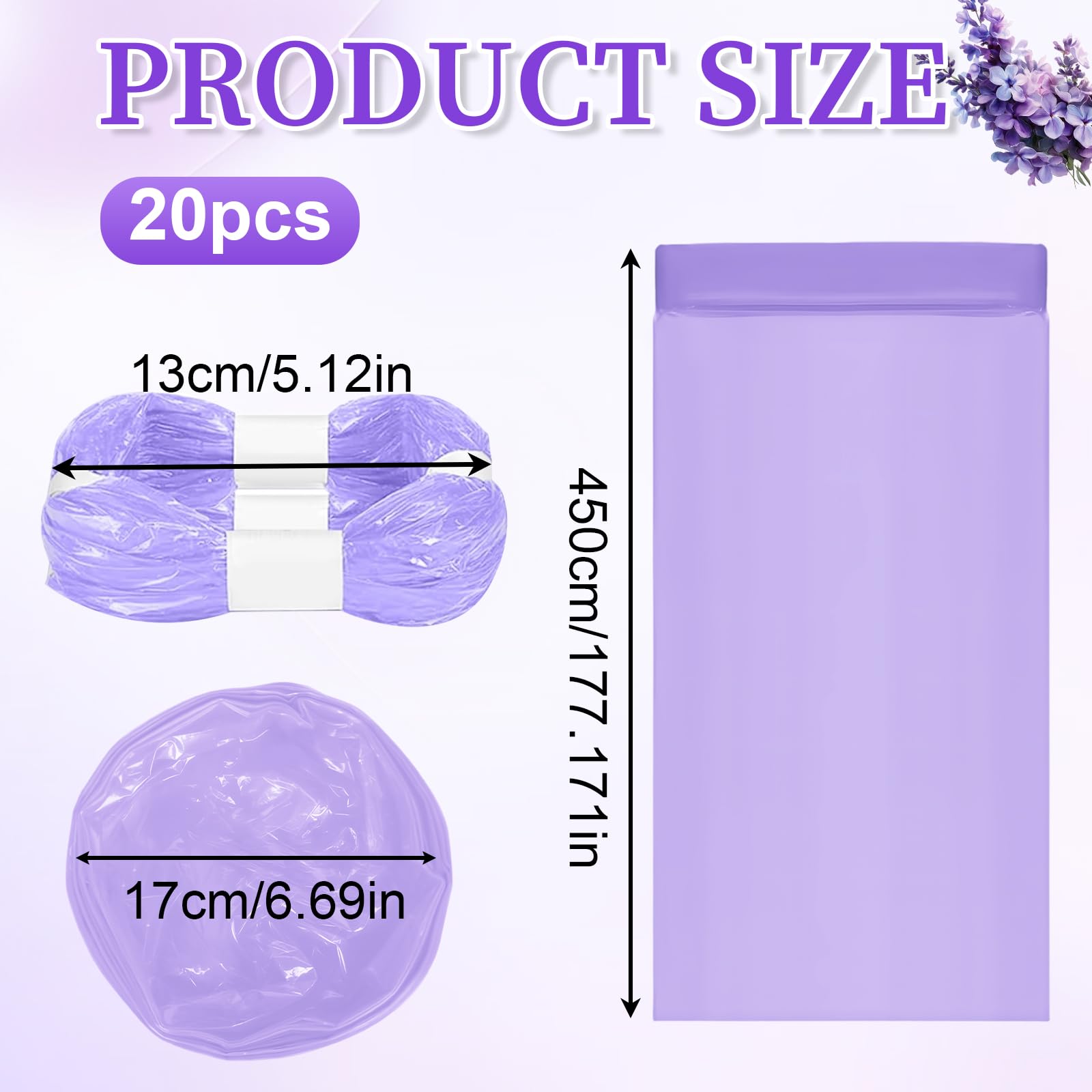 SI SEN 20 cartuchos de recambio para cubos de pañales, 4,5 m, resistente a roturas y a los olores, compatible con todos los cubos de pañales y cubos de basura para gatos (morado)
