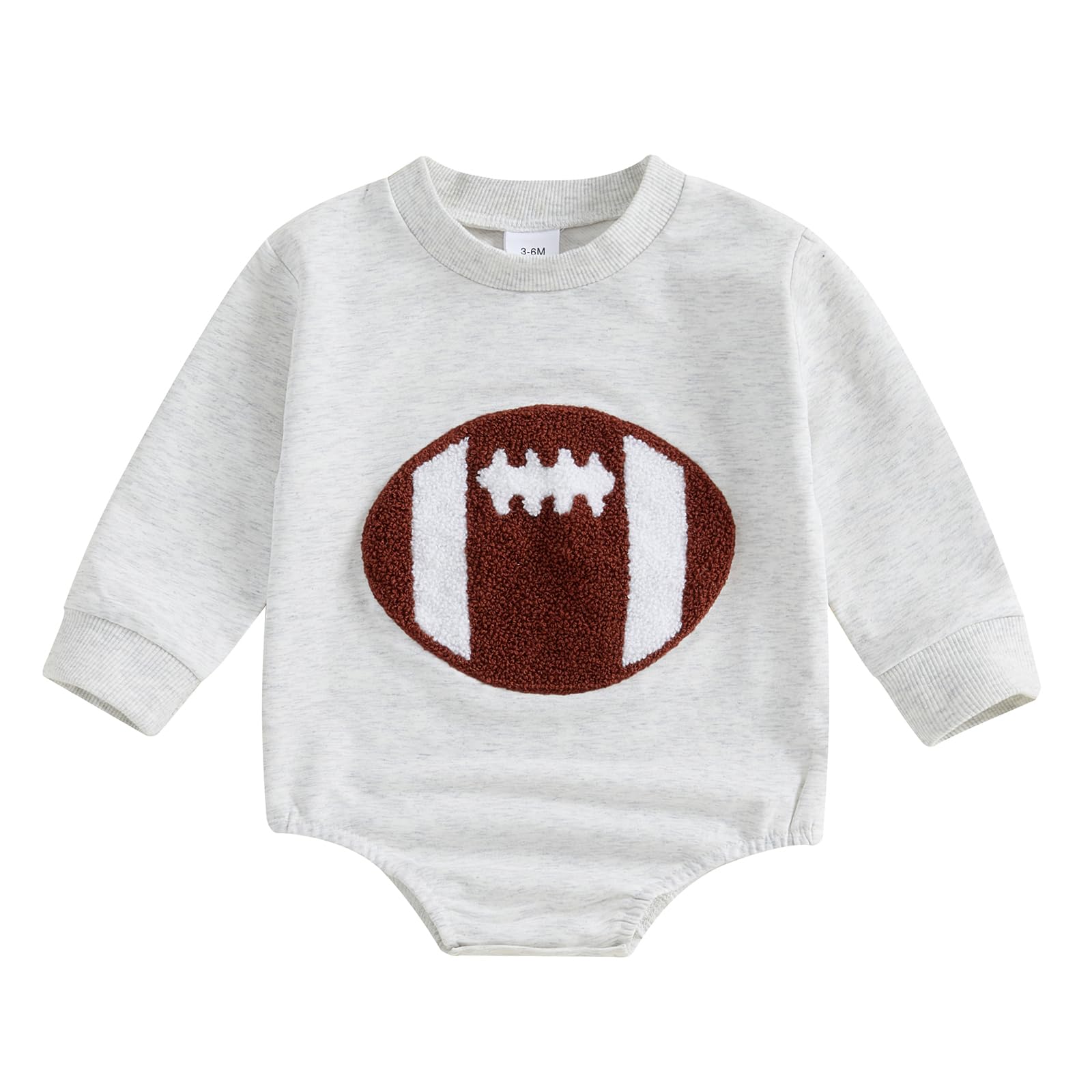 Aopwsrlyi Newborn Baby Boy Girl Football Outfit Long Sleeve Bubble Romper Infant Baby Sweatshirt Romper Fall Winter Clothes (Grey, 3-6M)