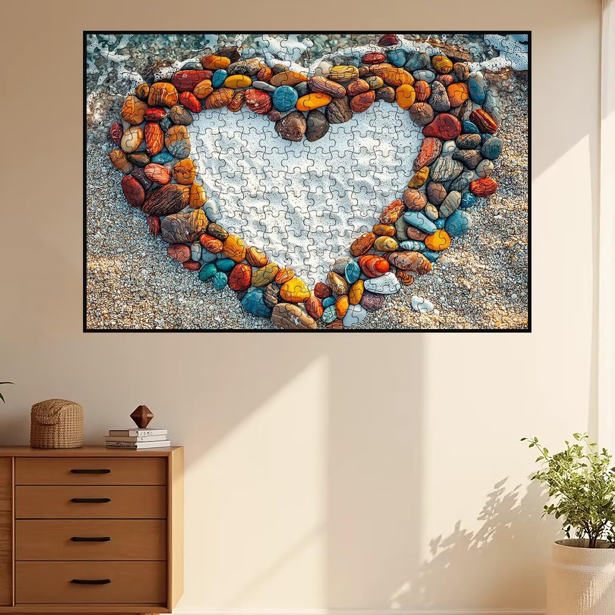 Puzzle 2000 sztuk Plaża, Drewniane Puzzle Serce, Klasyczne wymagające puzzle dla całej rodziny, Zabawki Puzzle Litery na plecach, Oryginalne prezenty dla mężczyzn Decor -2481