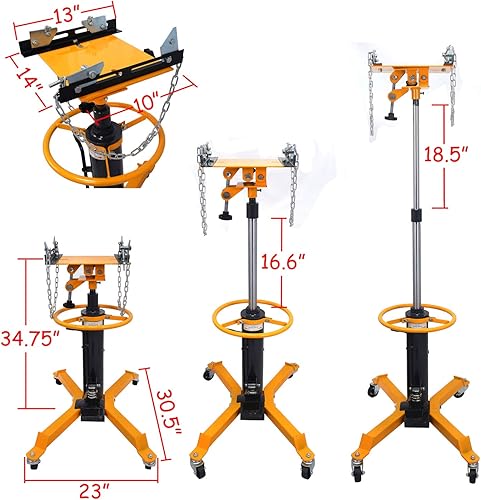 Miniatura 3 de HTTMT - Nuevo gato de transmisión hidráulica de 2 etapas de 1100 libras con elevación de ruedas giratorias de 360 PN ET-CAR-FIX004-05T-Amarillo