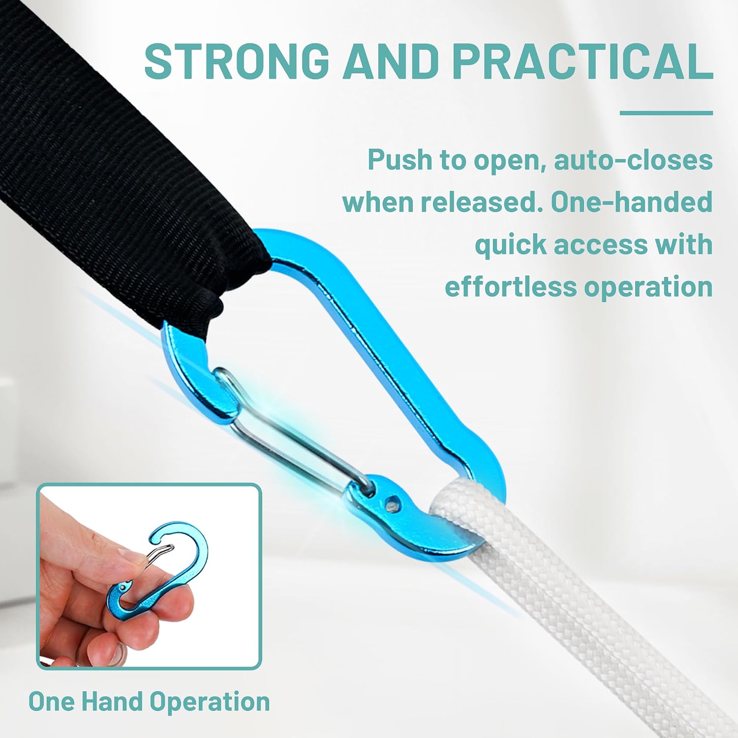 Multi-Pack Aluminum Carabiner Clips, 2" Ultra-Light Spring & Locking for Key,Hiking, Outdoor Activities image 4