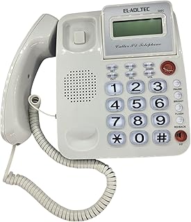 هاتف أرضي متين مع خاصية إظهار رقم المتصل 300c وشاشة LCD لعرض السنة والتاريخ وخاصية الانتظار والاستماع للموسيقى و62 ذاكرة لتخزين المكالمات الواردة مع وظيفة إعادة الاتصال من العدل تك (أبيض)