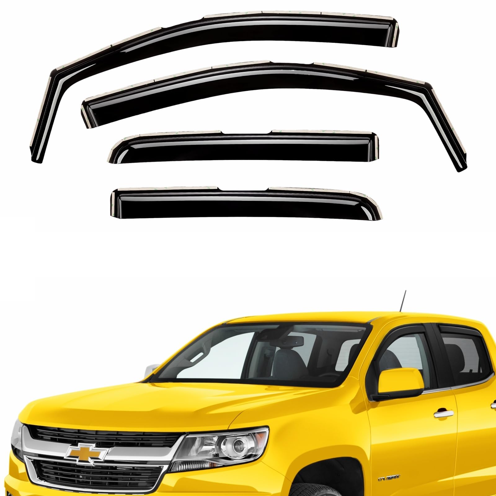 Extra Durable Window Deflectors in-Channel Window Visors Rain Guards Fit for Chevrolet (Chevy) Colorado 2015-2022 Crew Cab, Sun Visors, Wind VentVisors, Vent Shades, Truck Accessories - 4 pcs. AG0275