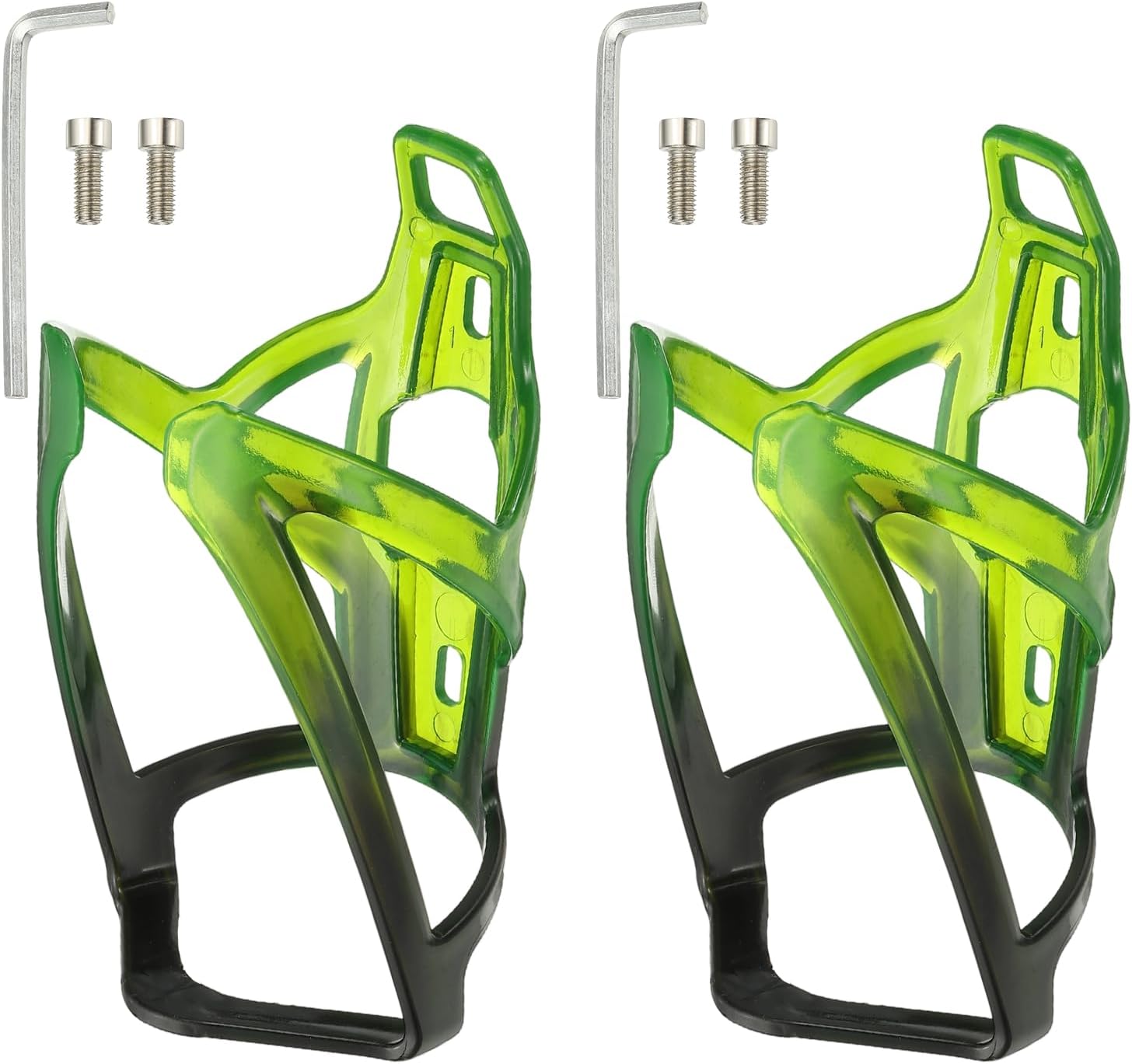 Bike Water Bottle Holder, Water Bottle Cage, Lightweight Bicycle Cup Cage with Screws Tool - Fitting for (Road/MTB Cycling/Touring Bike/Outdoor Activities) 2 Pack & Black/Green