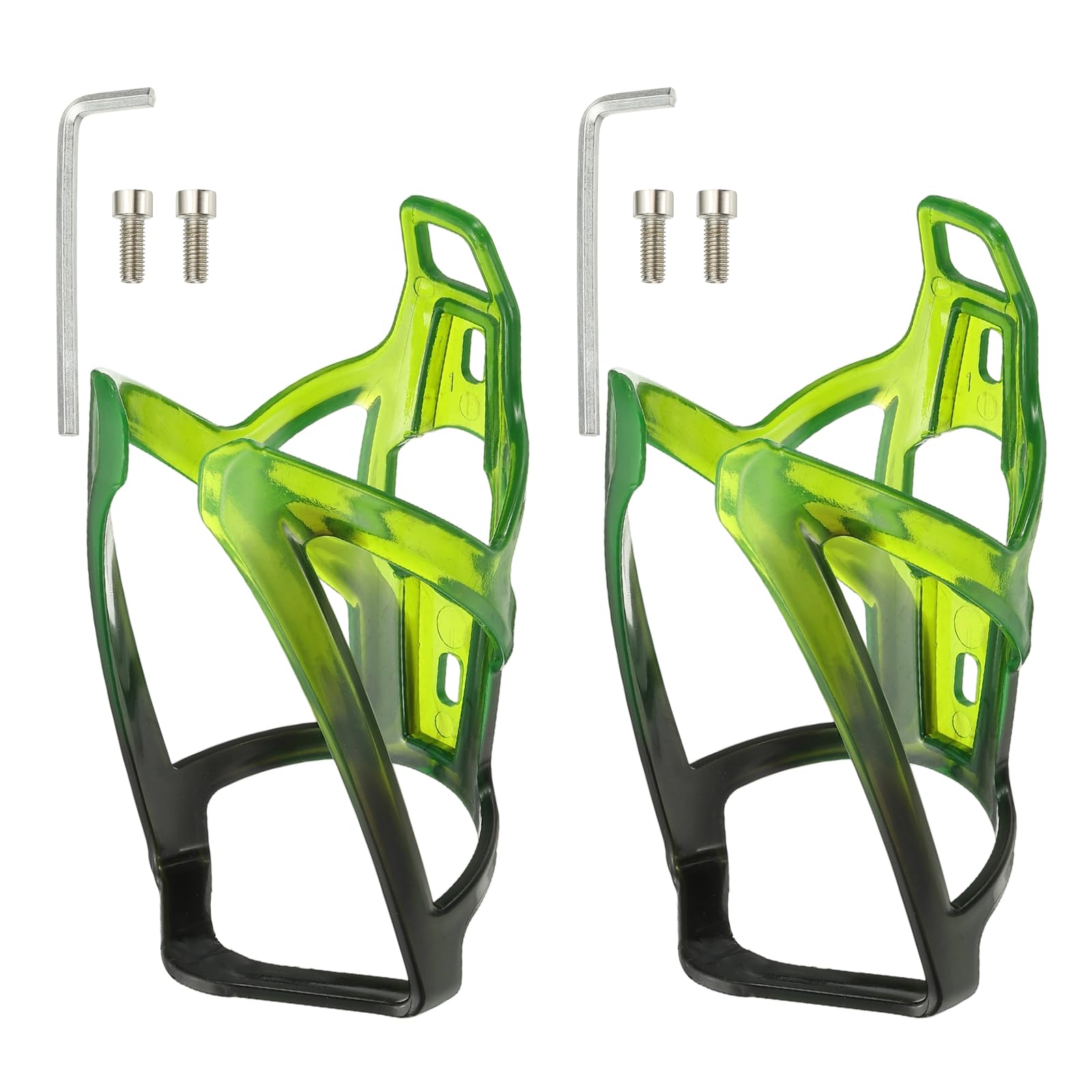 YELARXI Bike Water Bottle Holder, Water Bottle Cage, Lightweight Bicycle Cup Cage with Screws Tool - Fitting for (Road/MTB Cycling/Touring Bike/Outdoor Activities) 2 Pack & Black/Green