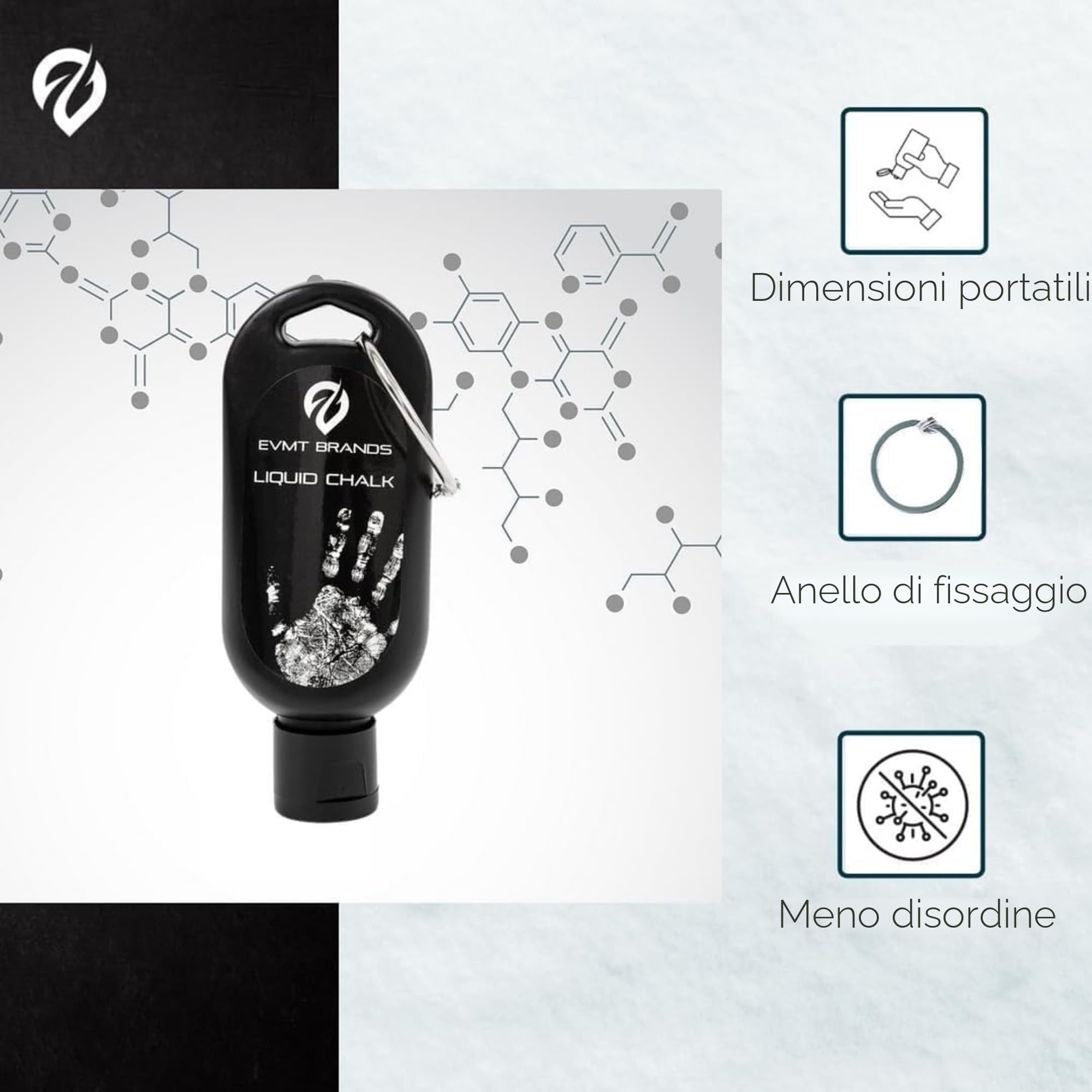 EVMT Brands Gesso Liquido e Magnesite Liquida Antiscivolo per Palestra, Sollevamento Pesi, Arrampicata, Ginnastica, Danza Resistente al Sudore per Presa Potente
