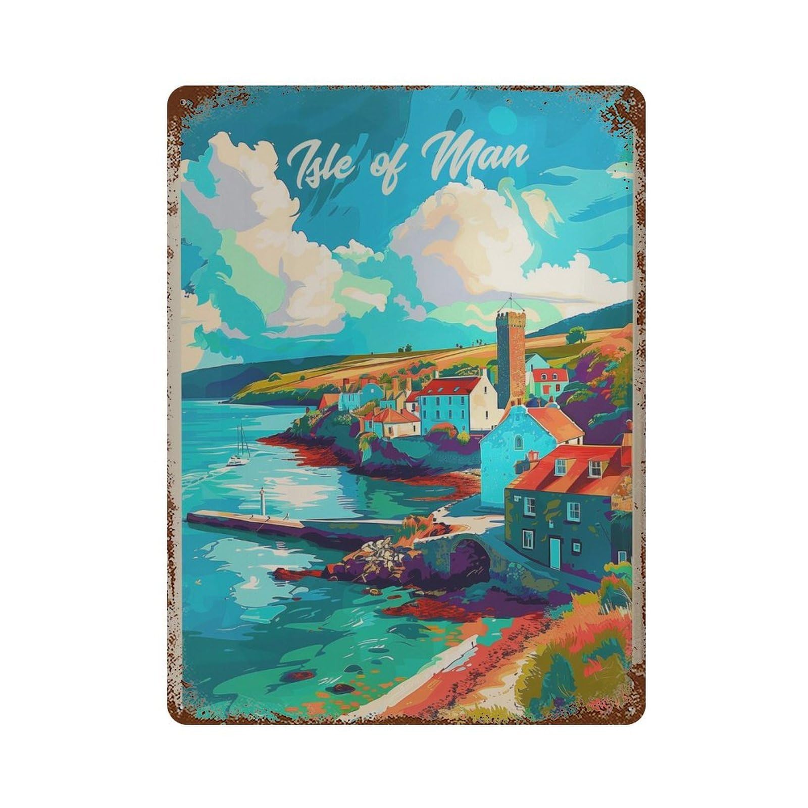 xiaoxiaoshen Isle of Man Travel Coastal Island Wall Decor Art Metal Tin Poster Modern Home Decor Art Home Bar Shop Decorations Vintage Sign 40x30cm