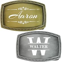 Personalized Western Belt Buckle for Men & Women - Custom Initial Laser A to Z Engraved Cowboy Rodeo Gift