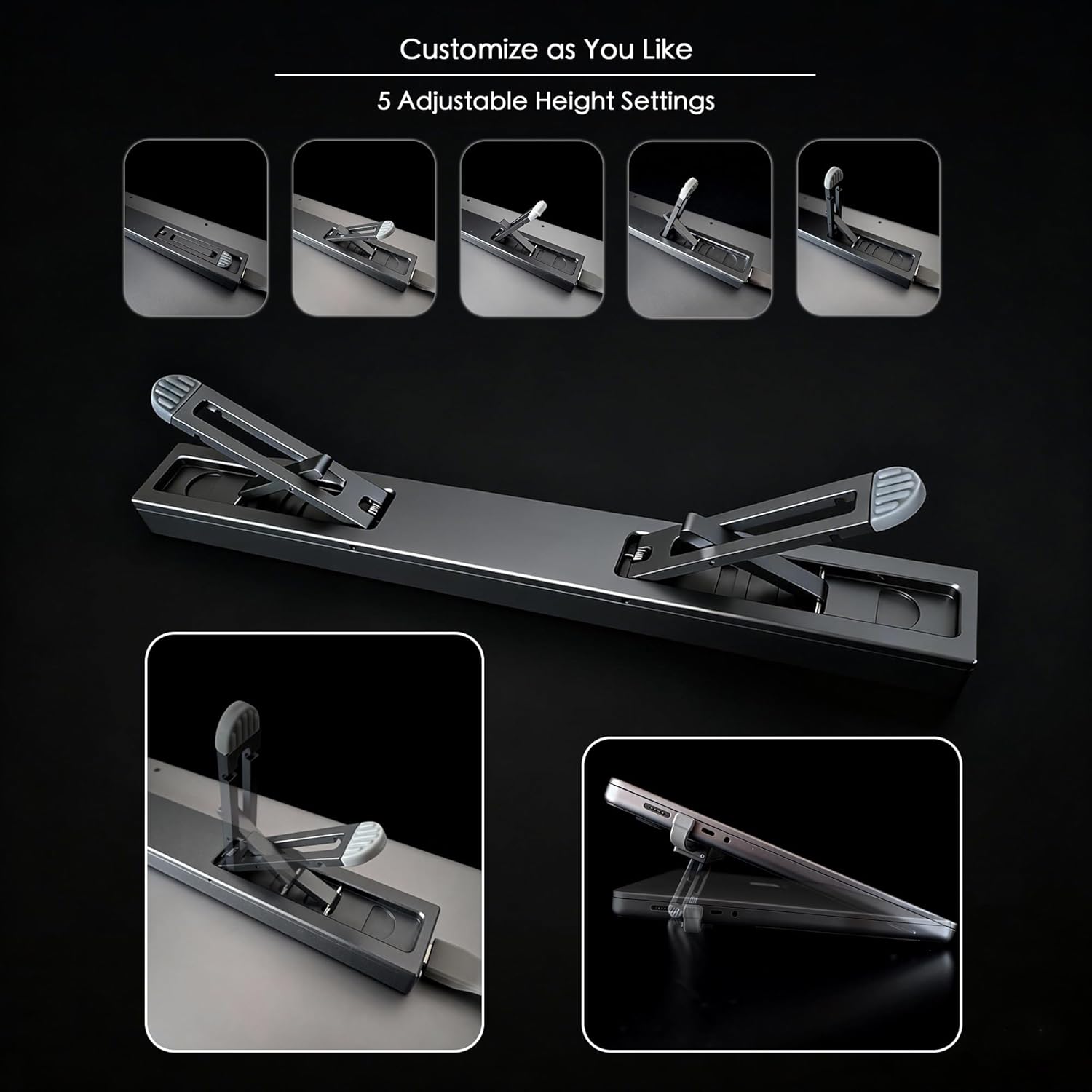 M.2 SSD Enclosure Laptop Stand, USB 3.2 Gen 2 NVMe SATA External Storage, MacBook Add Storage Expansion, 2-in-1 Aluminum Ergonomic Riser (For 16-Inch Laptops)