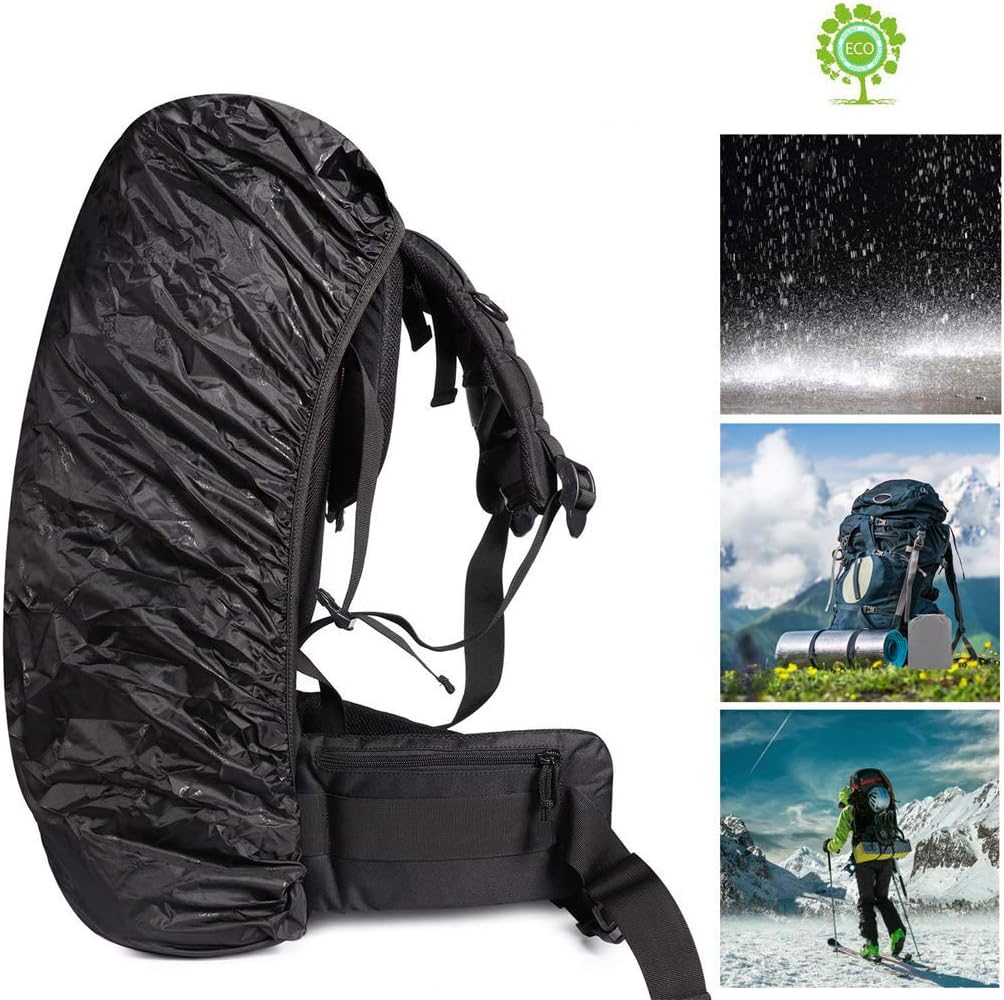 LassZone Backpack Cover Rain Cover, Waterproof 30-70L Rucksack Cover Bag Perfect for Hiking Camping Traveling Cycling Outdoor Acclivities Black