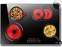 Vista 1 de Hobsir 30 Inch Electric Cooktop, 4 Burners Cooktop, Electric Stove Top Burner, 6800W Drop-in Ceramic Stove Top with Glass Metal Frame, Timer, Safety