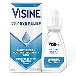 Visine Dry Eye Relief Lubricant Eye Drops, Artificial Tears with Polyethylene Glycol to Moisturize and Soothe Irritated, Gritty and Dry Eyes, Designed to Work Like Real Tears, 0.5 fl. oz