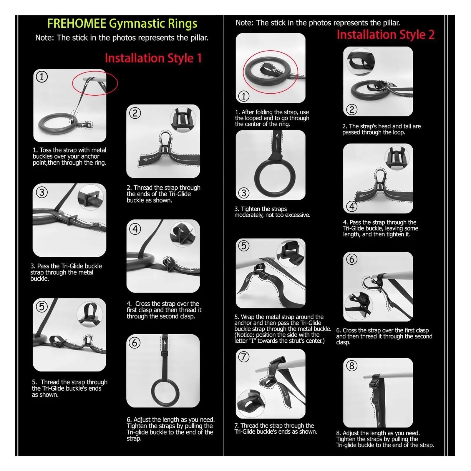 Anillas Gimnasia Anillos de Gimnasia con Capacidad 1/2M, Correas Hebilla Ajustables, Anillos Ejercicio Antideslizantes for Fitness en casa