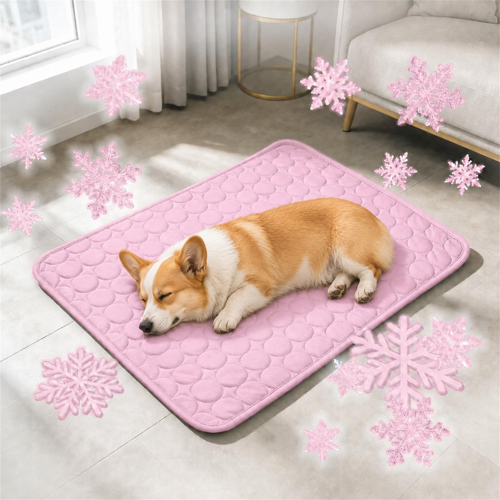 vnarunp Pet Cooling Mat for Dogs & Cats, Comfortable Summer Cool Bed for Hot Weather, Foldable and Easy-Clean Pet Pad for Home, Car, Crate and Travel (Pink,XXL)