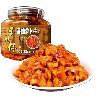 JOIYSVEN Spicy Pickled Radish, Crisp and Spicy Radish Kimchi, Korean,served with Rice, Noodles, or As A Snack. 400g, 14.1 Oz