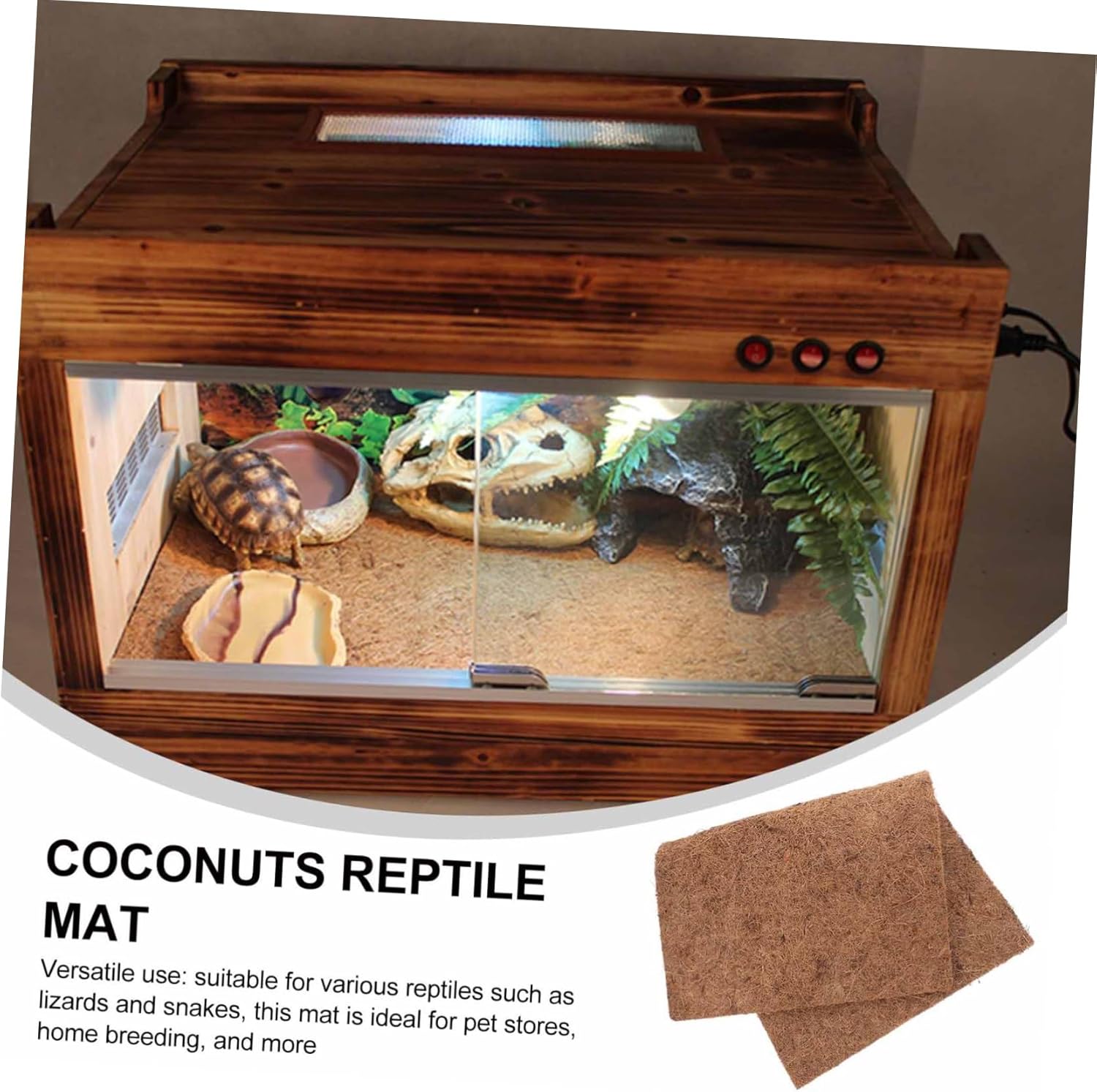 4pcs Coconuts Fiber Reptile Mat for Bearded Dragon Non Adhesive Terrarium Liner Safe Bedding for Lizards and Snakes Natural Coconut Substrate for Reptile Tanks