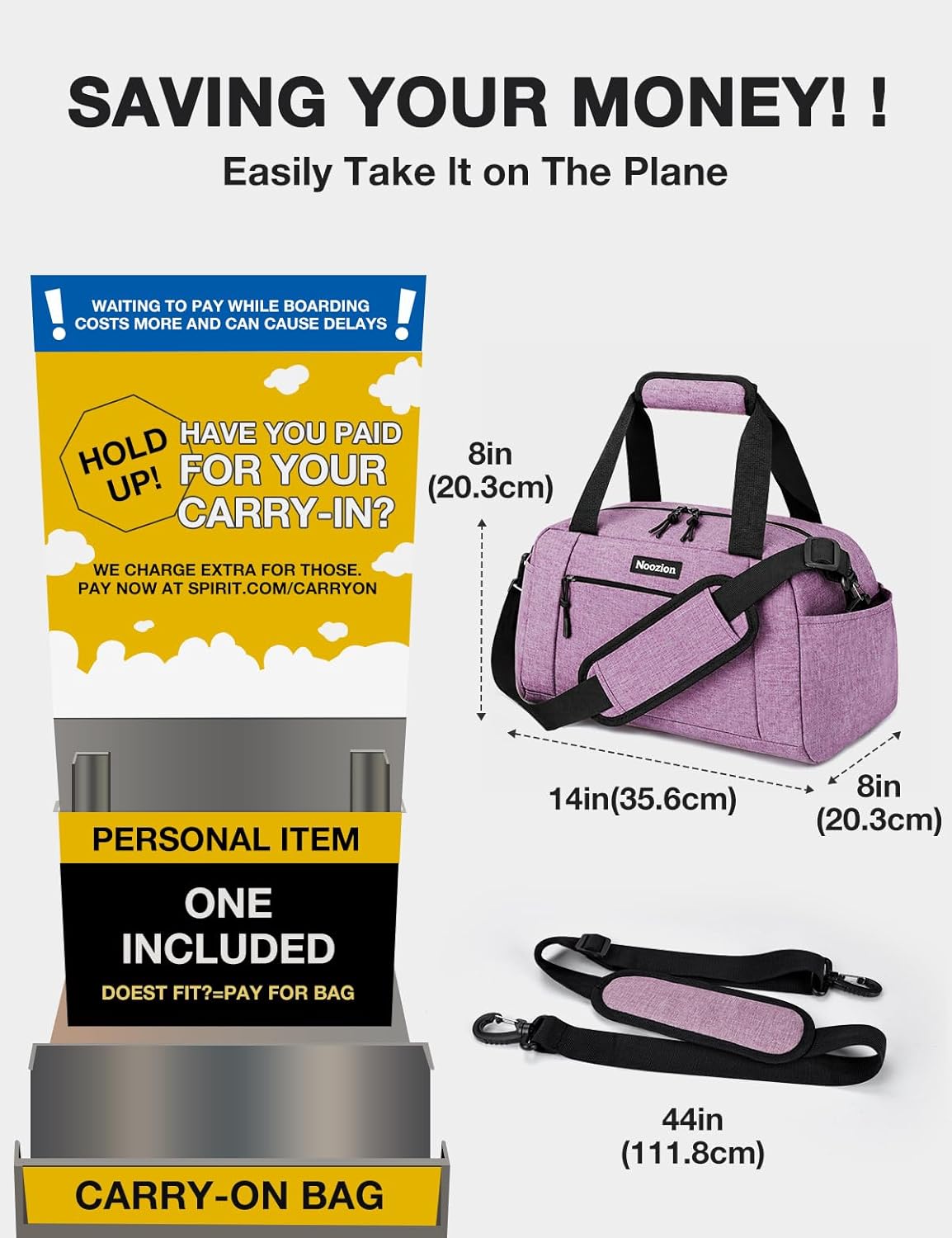 Noozion 14 inch Small Gym Bag for Women & Men, Lightweight Carry On Mini Duffle Bag with Multiple Pockets, Sports Bag for Travel and Workout. - Image 5