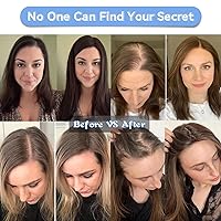 Vista 2 de EMMOR Cubrecabello para mujer, 100% cabello humano Remy para mujeres con adelgazamiento, cubierta de pérdida de cabello, cabello gris, tres clips