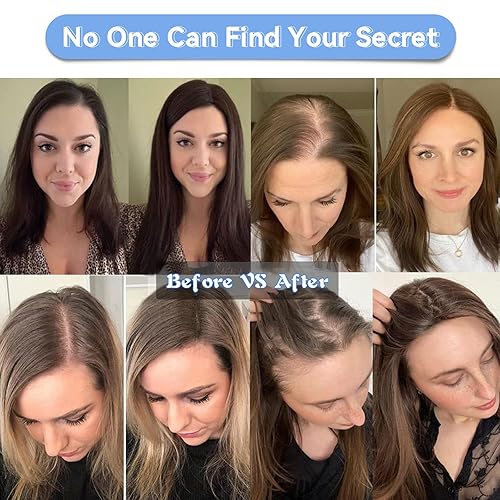 Miniatura 2 de EMMOR Cubrepelo para mujer, 100% cabello humano Remy para mujeres con adelgazamiento, cubierta de pérdida de cabello, cabello gris, tres clips en la