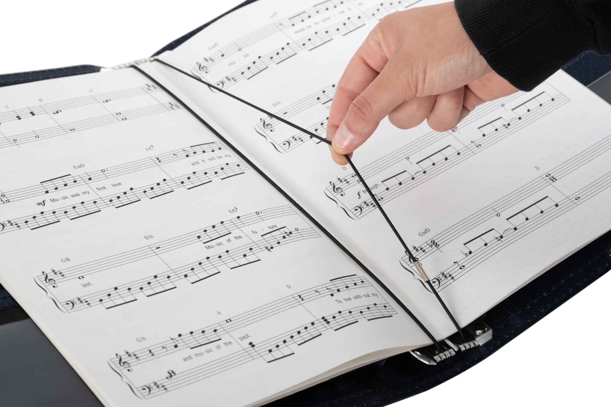 Classic Cantabile Carpeta de Partituras Deluxe Azul Set de 10, 335 x 280 mm | Carpeta de partituras de lujo, 335 x 280 mm, Altura de llenado aprox. 2 cm, Cuero sintético azul, 110° o completamente)