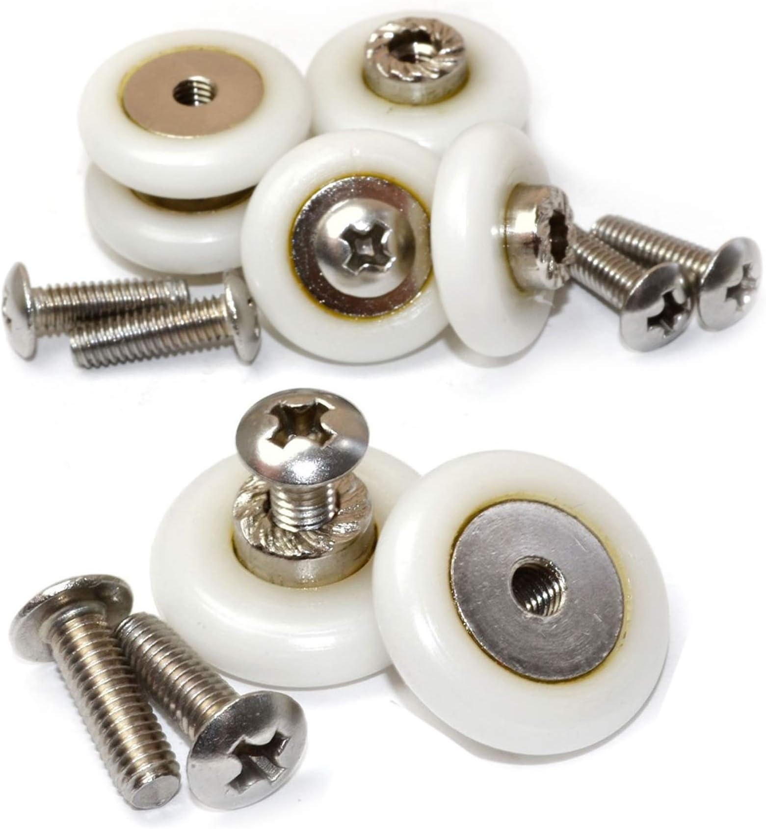 Rolli Shower Runners Chrome Plated Brass Removable Sliding Door Wheels 19 mm Enclosure Pulley B19 8 pcs and Screws