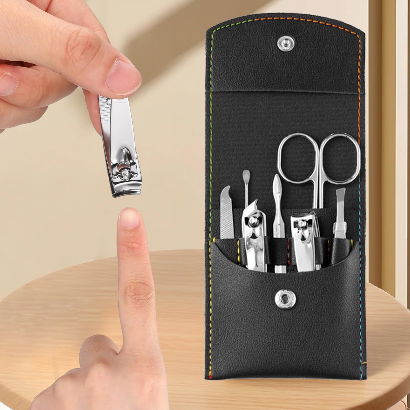 7PCS Nail Clippers Manicure Kit Stainless Steel Professional Grooming Kits Nail Care Tools with Luxurious Travel Bag Travel