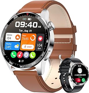 LIGE Smart Watch for Men with Bluetooth Call,1.32”HD Touch Screen Fitness Tracker with/Heart Rate/Sleep Monitor Pedometer Calories Silicone Strap Smartwatch for Android IOS Phone,Brown