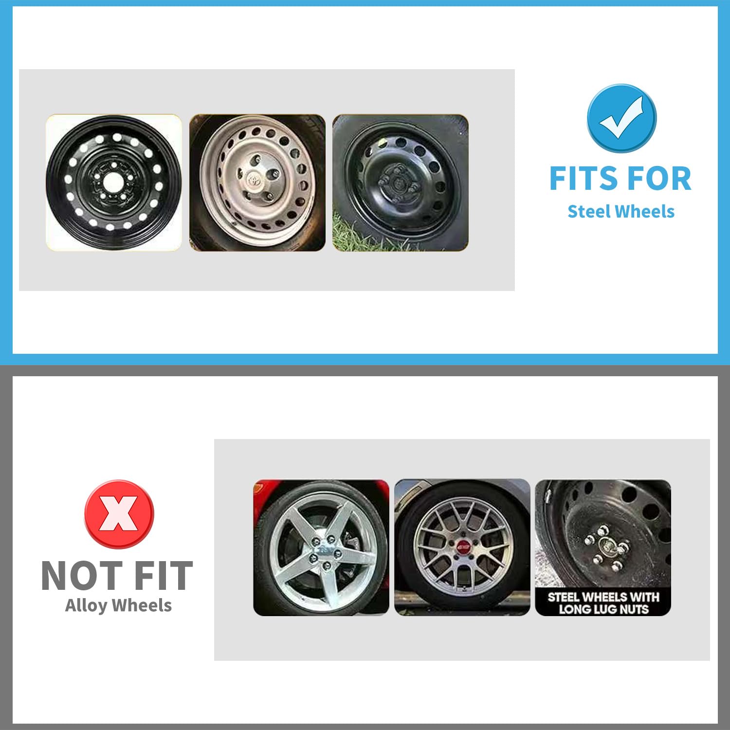 4er-Pack Universal Radkappen für 17 Zoll Räder, 17" Radzierblenden, Radblenden (Grau, 17 Zoll)