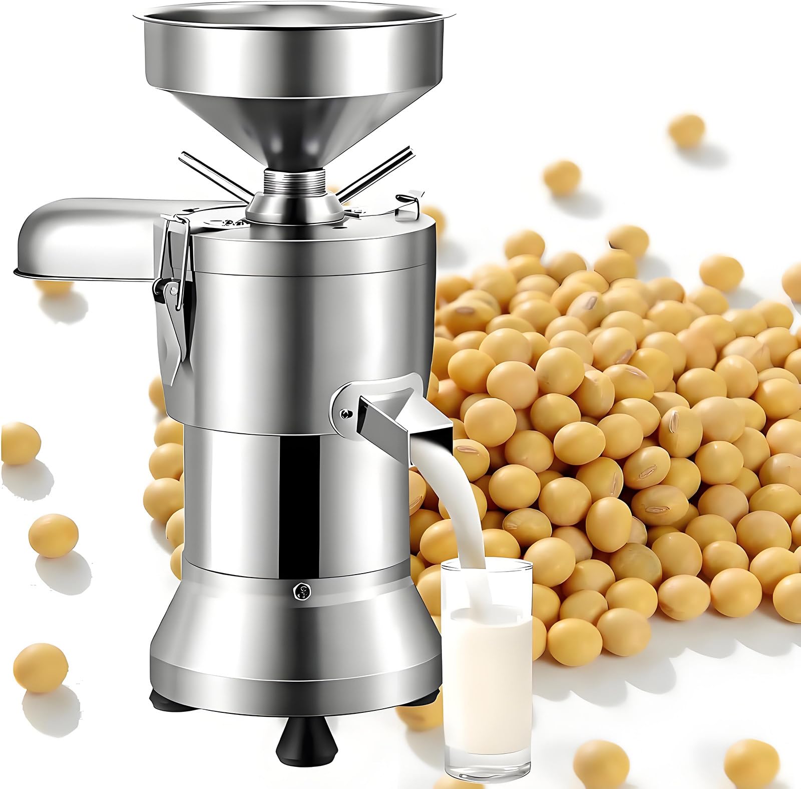 Drmoxin 1100W Commercial Soybean Milk Machine with Slag Separation, 25KG/H Stainless Steel Automatic Soy Milk Grinder, for Restaurants, Canteens, and Small Food Processing Facilities