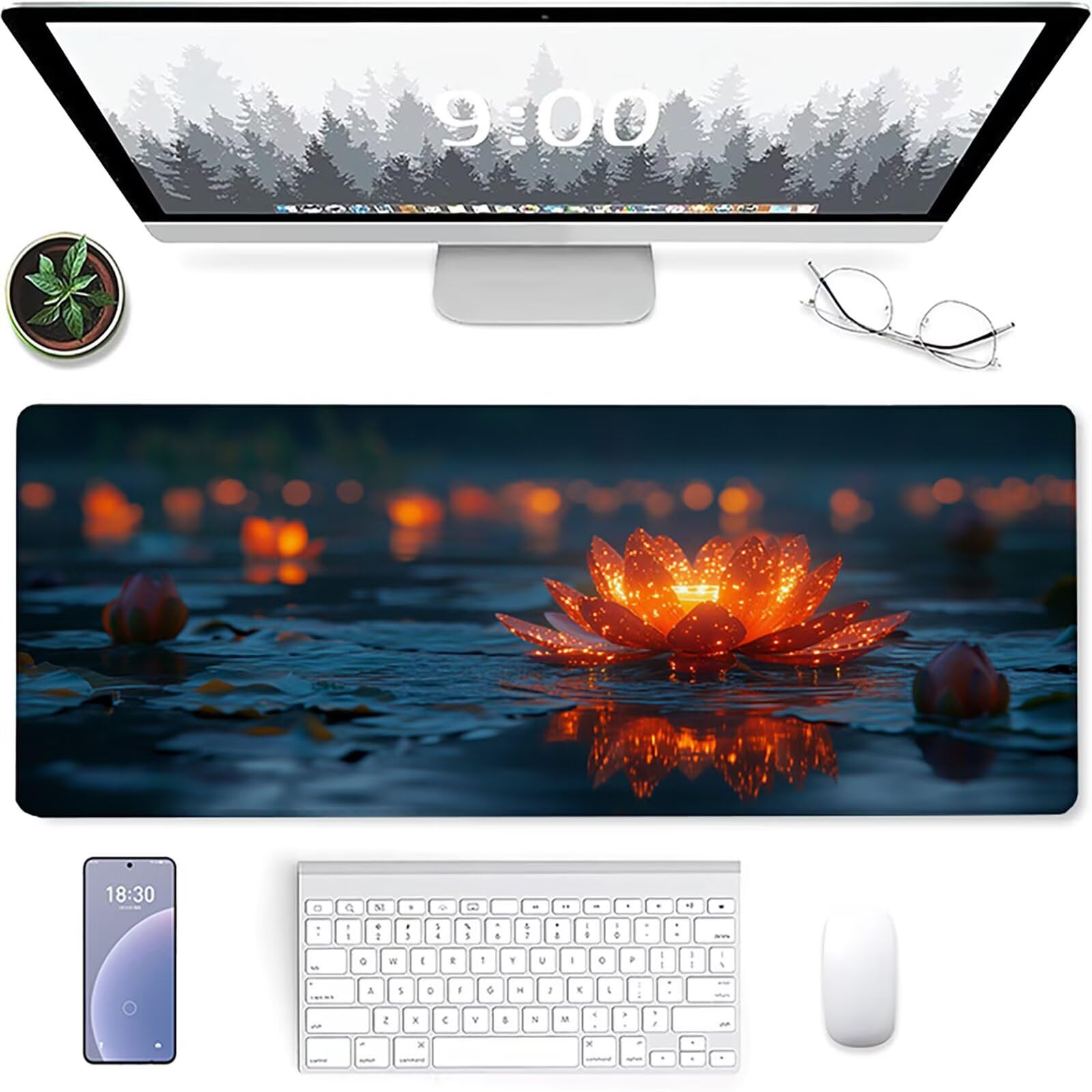 Podkładka pod mysz Biurko Czerwona Podkładka Pod Mysz XXL 1600x800x3mm, Podkładka Pod Myszkę Do Gry Kwiat, Poprawia Dokładność I Prędkość, Wodoodporna Podkładka Na Biurko Dla Graczy Akcesoria Do Gry