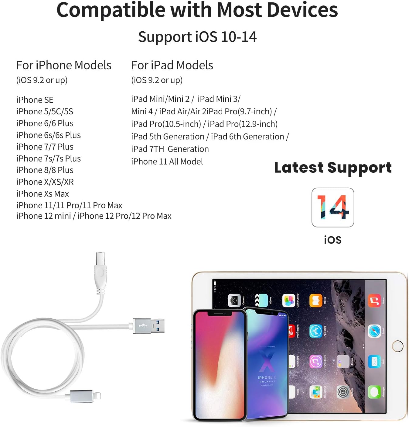 MeloAudio USB 2.0 Type-B OTG Adapter and Charging MIDI Cable Compatible iOS Devices to Midi Controller, Electronic Music Instrument, Midi Keyboard, Recording Audio Interface, USB Microphone, 3.3FT