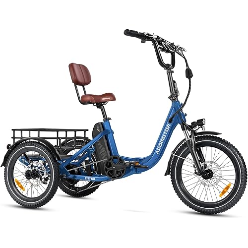 ADDMOTOR CITYTRI Electric Tricycle for Adults, 750W 90MI 20AH UL2849 Etrike, Folding Electric Trike, 48V 3-Wheel Electric Trike for Seniors, Parking Brake, Rear Motor Differential