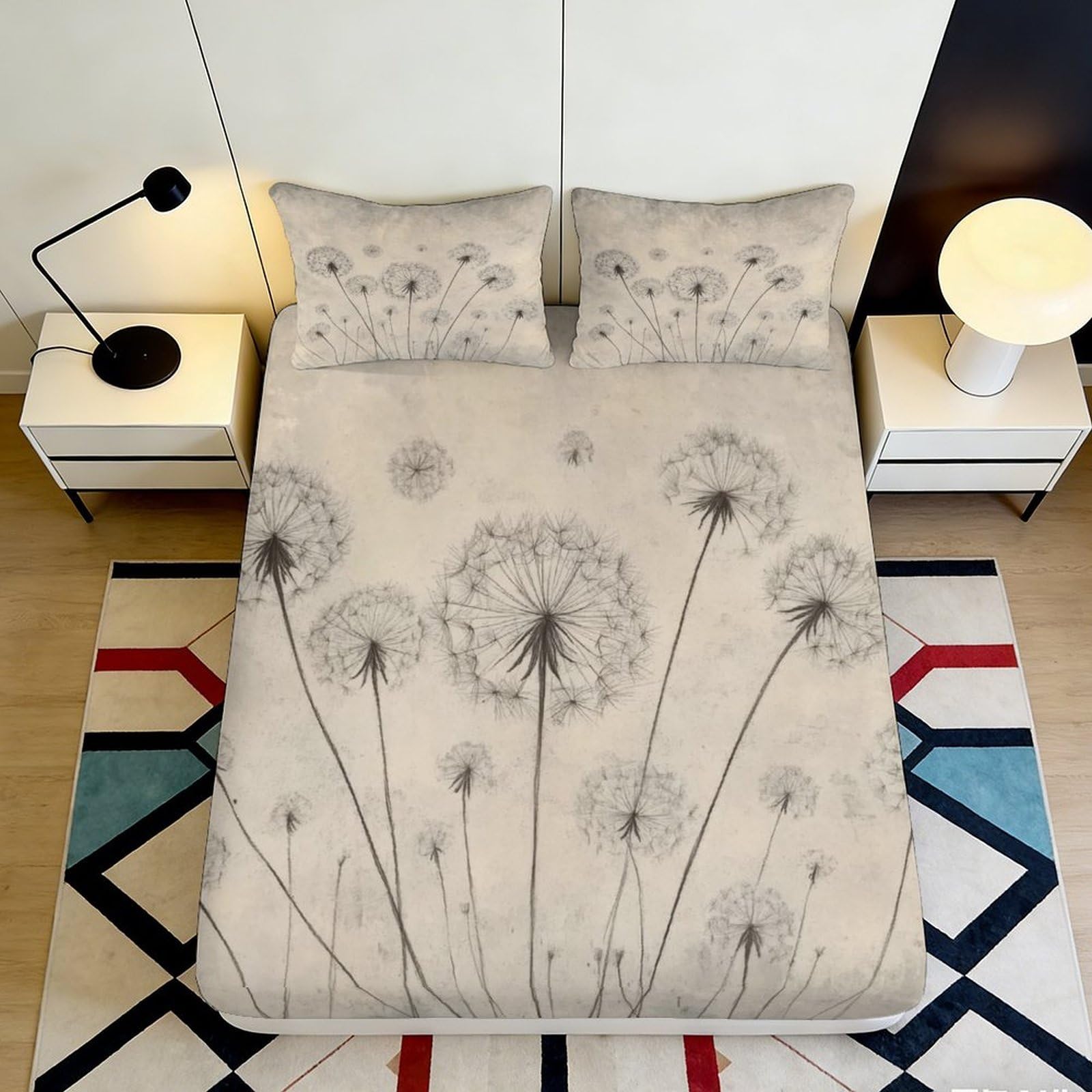 Pnayamiorkfel Style-1 3D Printed Dandelion Dream Fitted Sheet Microfiber Soft Breathable Meadow Breeze Mattress Cover For Bedroom Decor 90X200x25cm