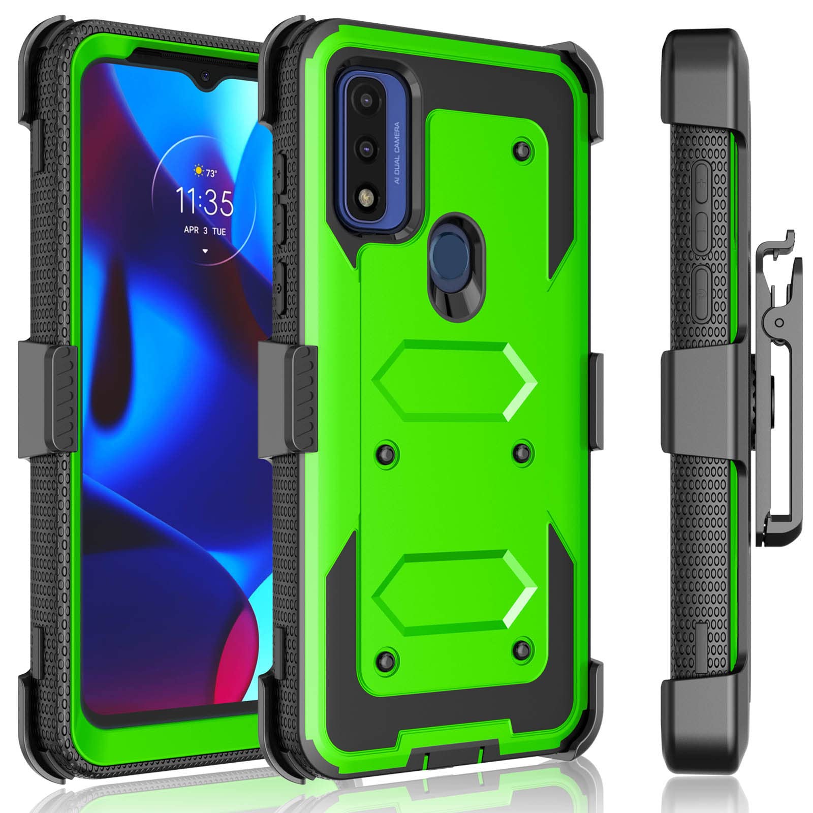 Tekcoo for Moto G Pure Case/for Motorola Moto G Pure 2021 Holster Clip, [Tshell] Shock Absorbing [Built-in Screen] [Kickstand Locking Belt] Secure