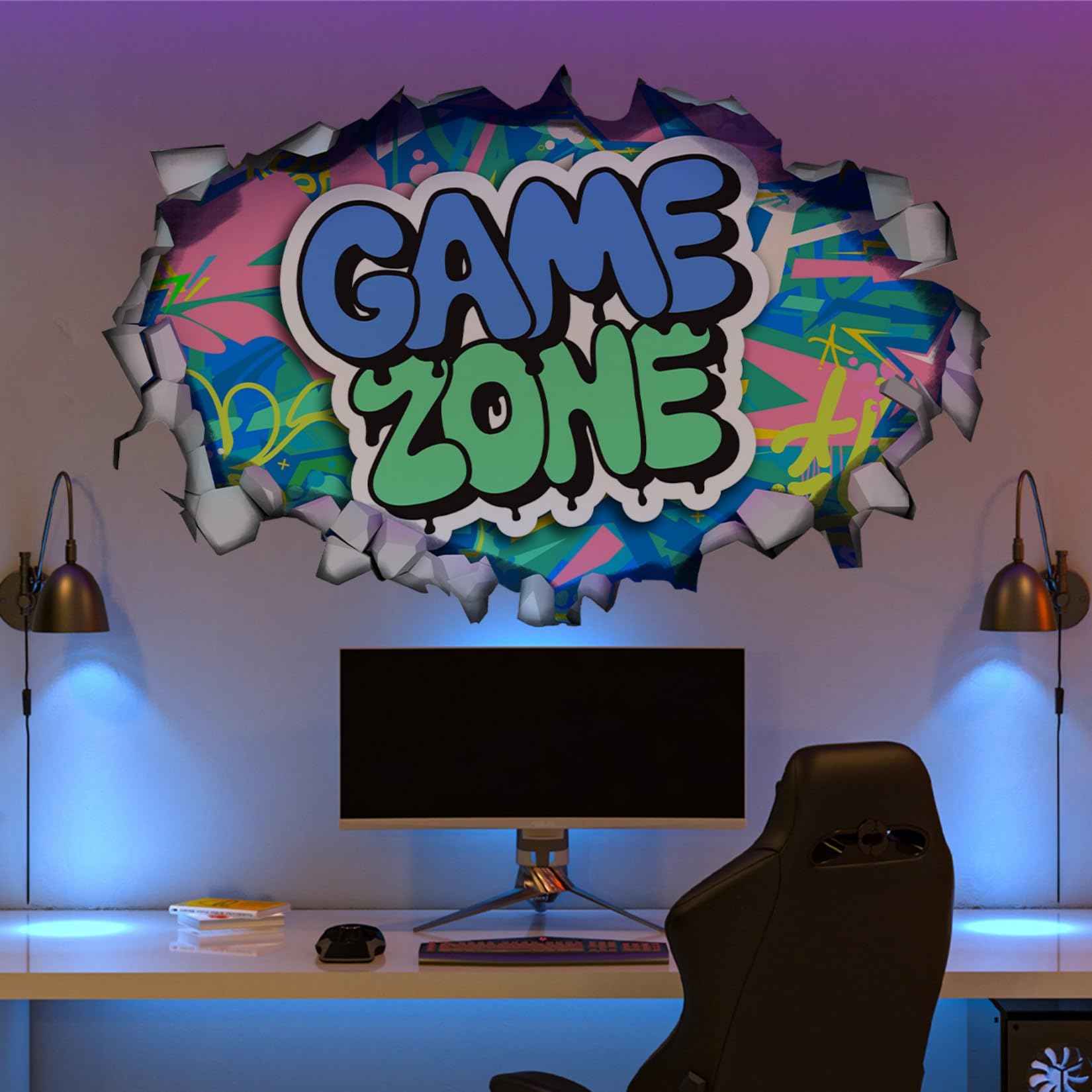3D Game Wall Decals,Gamer Controller Wall Stickers for Boys Room,Gaming Joystick Sticker for Teenagers Kids Bedroom Playroom Nursery Wall Decor-Style C - Image 4