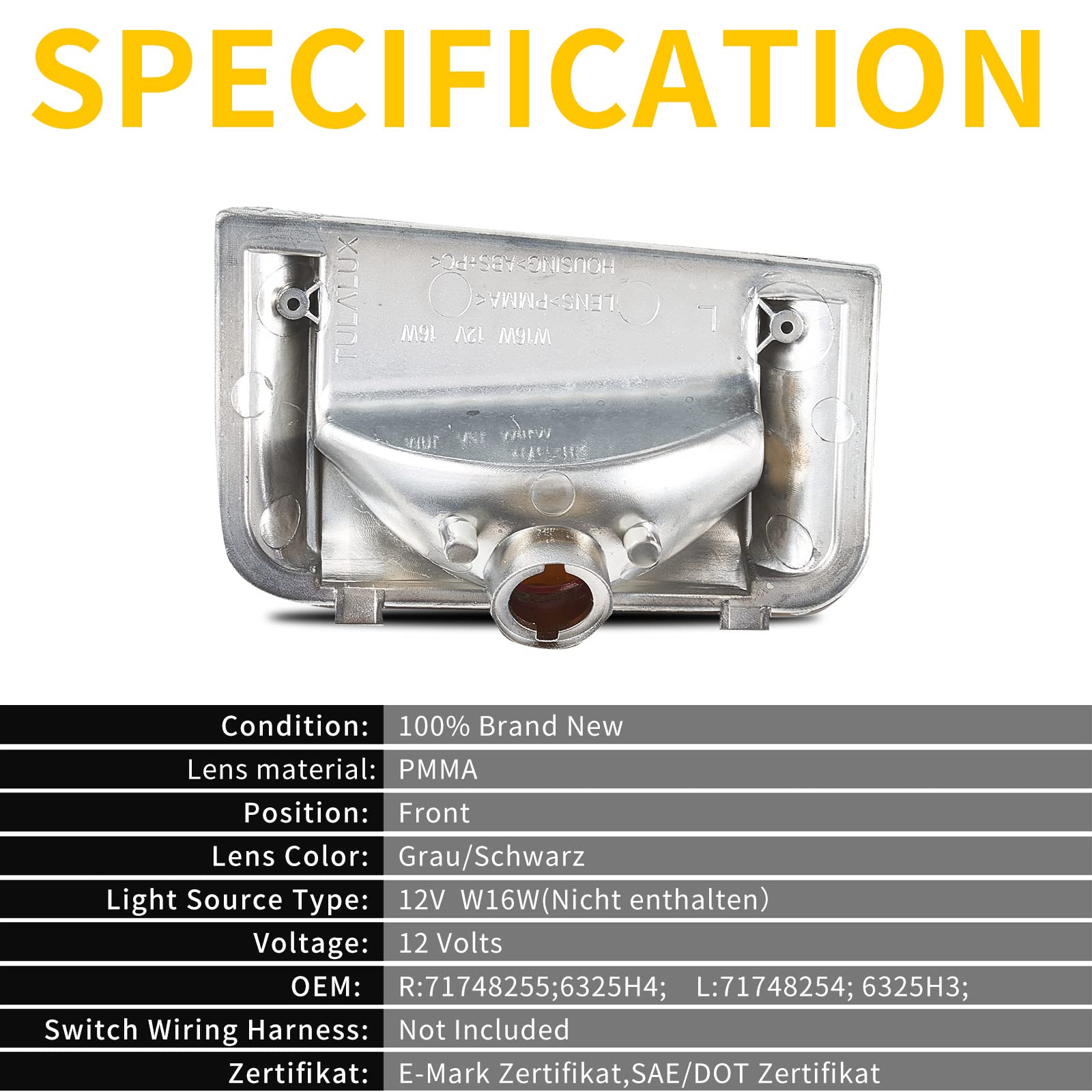 TOPTHAN 2 indicatori di direzione per specchietto sinistro e destro, grigio fumo, per Citroen Jumper, Mod. Bj. 4/06-, Ducato Type 250, Mod. Bj. 7/06-, Peugeot Boxer