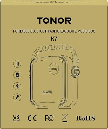 Miniatura 10 de Máquina de karaoke portátil con 2 micrófonos, máquina de karaoke TONOR para adultos con batería de 5400 mAh, juego de altavoces de karaoke Bluetooth