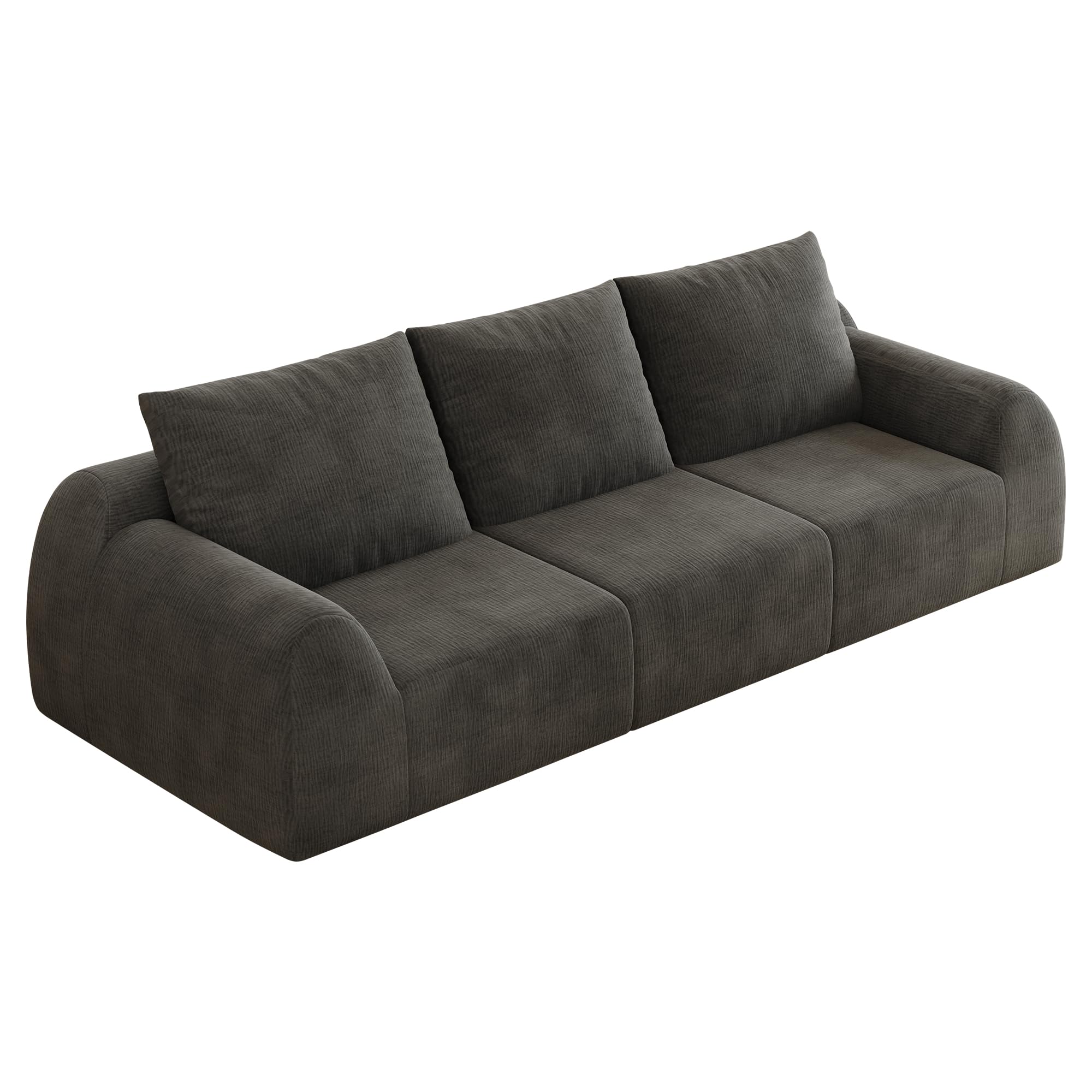 257 cm sofa kompresyjna, ciemnoszara, szenilowa, bez montażu, do salonu