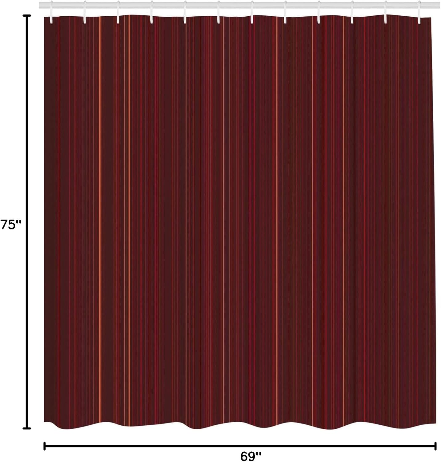 Ambesonne Abstract Shower Curtain, Classical Striped Display with Thin Lines Modern Fashion Repetitive Pattern, Cloth Fabric Bathroom Decor Set with Hooks, 69" W x 75" L, Ruby Red
