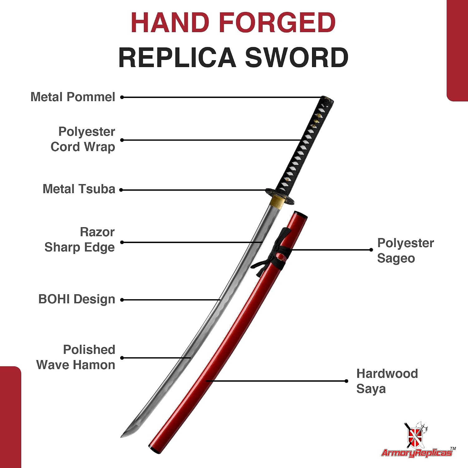 Armory Replicas™ - Premium Hand-Forged Samurai Katana Collection - 1045 High Carbon Steel Blades - Full Tang Design - Traditional Japanese Style with Ornate Fittings