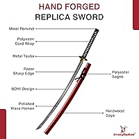 Vista 3 de Armory Replicas™ - Colección Katana Samurai Forjada a Mano Premium - Cuchillas de acero de alto carbono 1045 - Diseño de espiga completa
